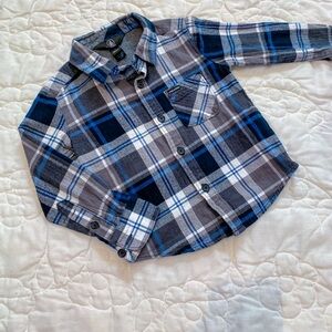 Volcom Blue and Gray plaid toddler shirt